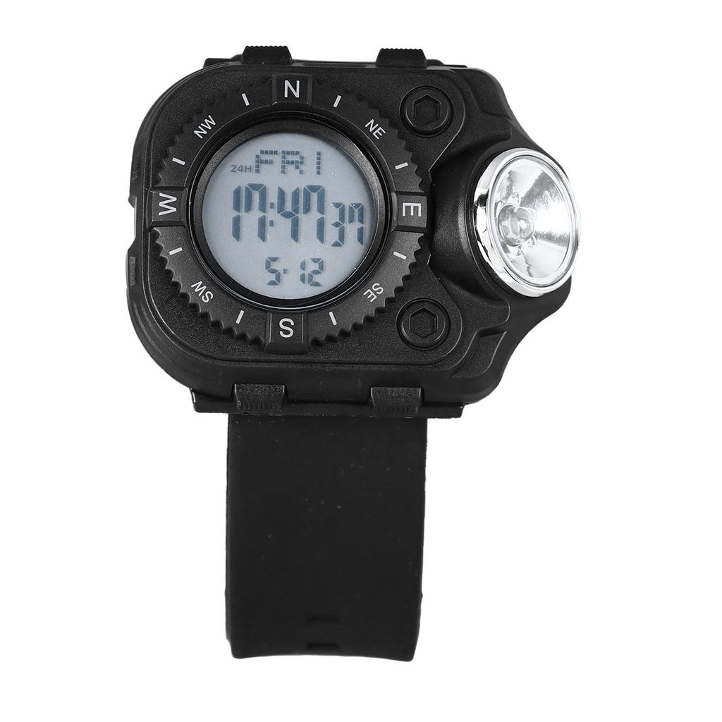 Smart Watch for Men with LED Flashlight 30M Waterproof Backlight EL Luminous Dual Time Display LED Wristlight Watch for