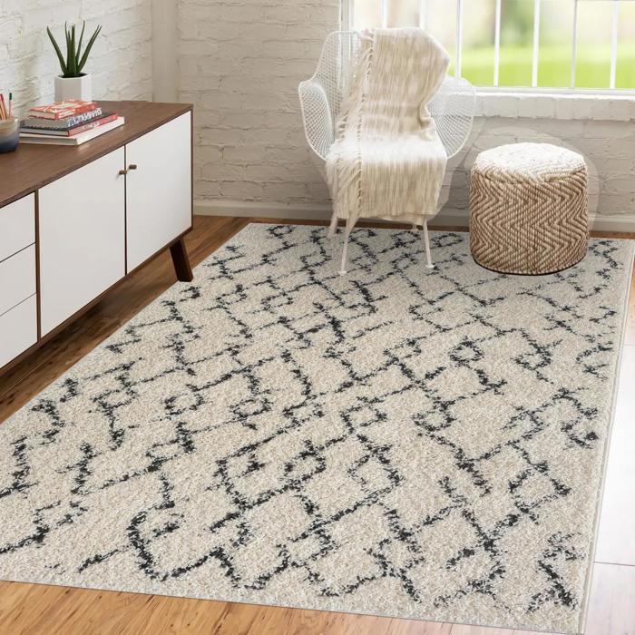 Tapis berbère style 280x370 cm Rectangulaire SG EXTRA EXTRA DOUX 4 Crème Grand salon adapté au chauffage par le sol