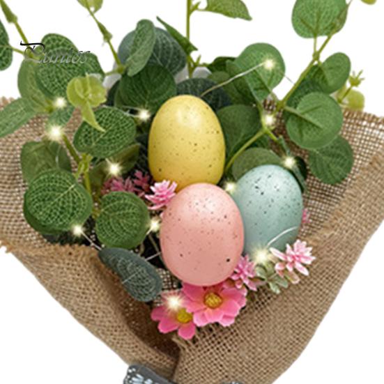 Künstliche Ostereier-Blumen, handgehaltene Frühlingsparty-Blumenstiele, gesprenkelte Ostereier-Dekorationen mit LED-Licht für Tischdekorationen