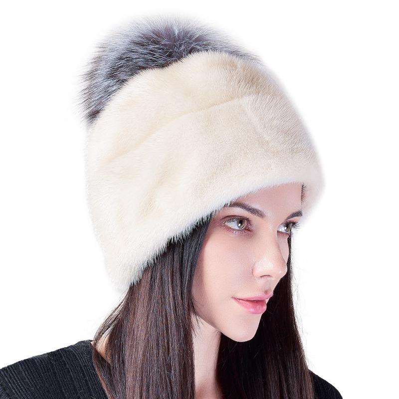 New Cute Fashion Hat, Fox Fur Ball Real Fur Whole Mink Soft Mink Hat