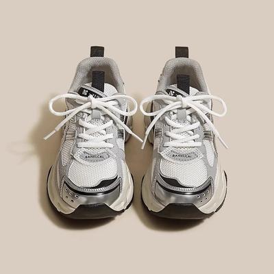 Hundreds of Color Blocking Do Old Thick Bottom Pops Shoes Female Spring and Autumn Mesh Breathable Casual Sports Shoes