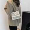 Women's Autumn & Winter Mori-Style Knitted Wool Bag with Pearl Lace and Chain