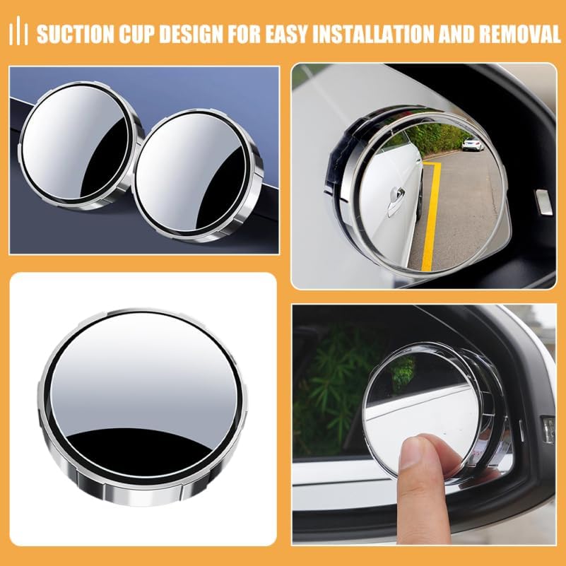 Blind Spot Mirror for Car 2.16 Inch Suction Cup Rearview Mirror Wide Angle Automotive Side View with Easy Installation and Clear Glare-Reducing