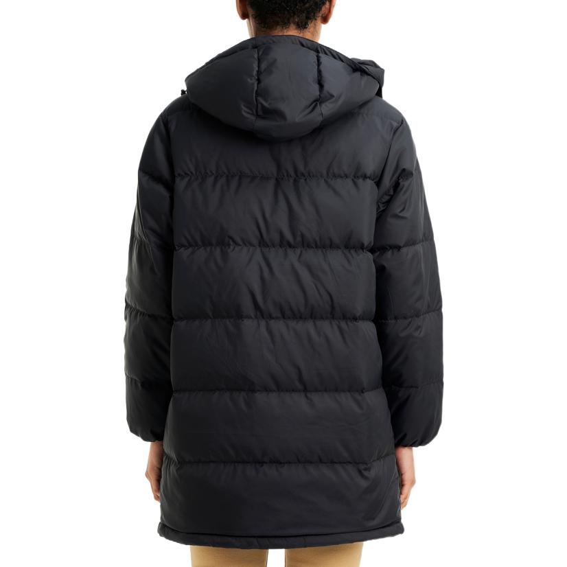 Levis FW22 Solid Color Mid-Length Hooded Long Sleeve Down Jacket Unisex Outerwear Black A3287-0000