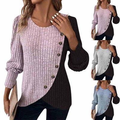 Camisa vaquera con botones para mujer, blusa informal de cambray con cuello en V y manga larga