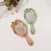 Embossed Rose Cosmetic Mirror Single-Sided Vintage Mirror Portable Handheld Mirrors  Women Girls