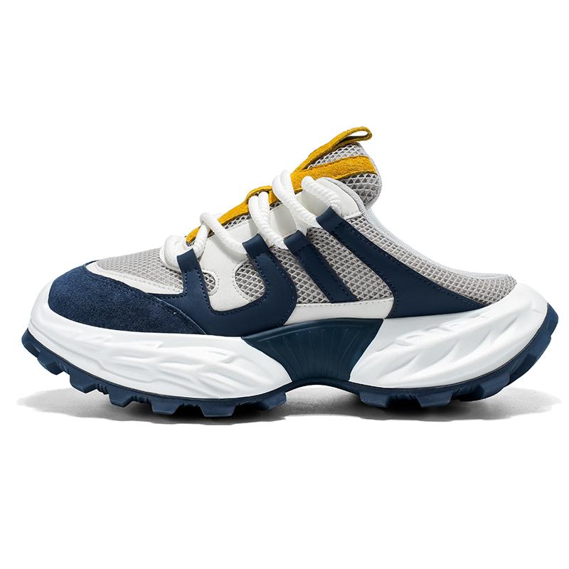 

Mesh Thick Bottom Half Shoes For Man Mules Platform Closed Toe Slide Sandals Slip On Backless Loafers Men Open Back Casual Shoes 39