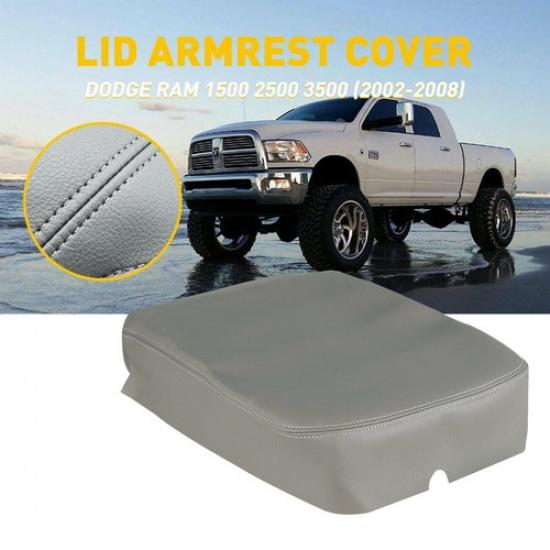 Leather Center Console Lid Armrest Gray 2002-08 For Dodge RAM 1500 2500 3500