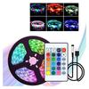 RGB LED Strip Light with 24-Key IR Remote & Bluetooth App Control, 2835 SMD 60 LEDs/m, Flexible 5V Strip