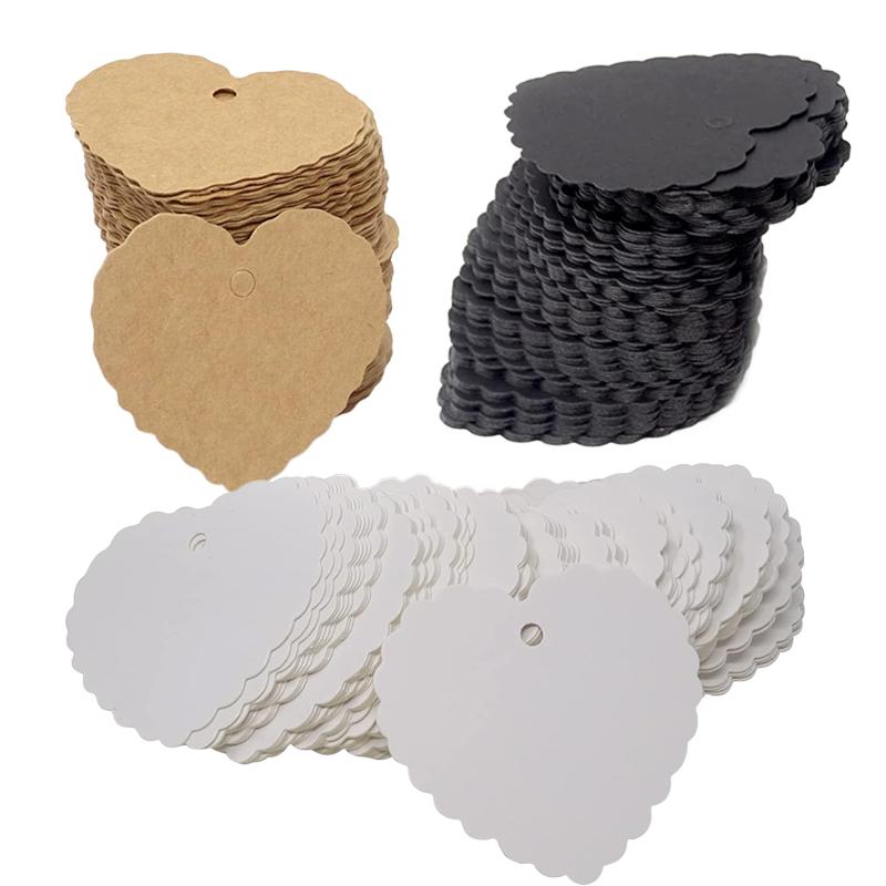 100pcs Heart-shaped Card Paper Blank Tags Handwritten Gift Tags Kraft Paper Labels for Wedding Christmas Day Thanksgiving TMZ