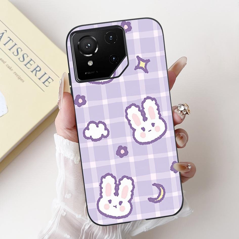 For Asus Rog Phone 9 Pro 5G Case Popular Flower Cartoon Soft Black Silicone Shockproof Cover For Asus Rog Phone 9 FE Phone9 Capa