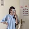 New Summer Loose Korean Version of Peach Letter Printing Simple Medium and Long Short-sleeved T-shirt Top Women's Trend