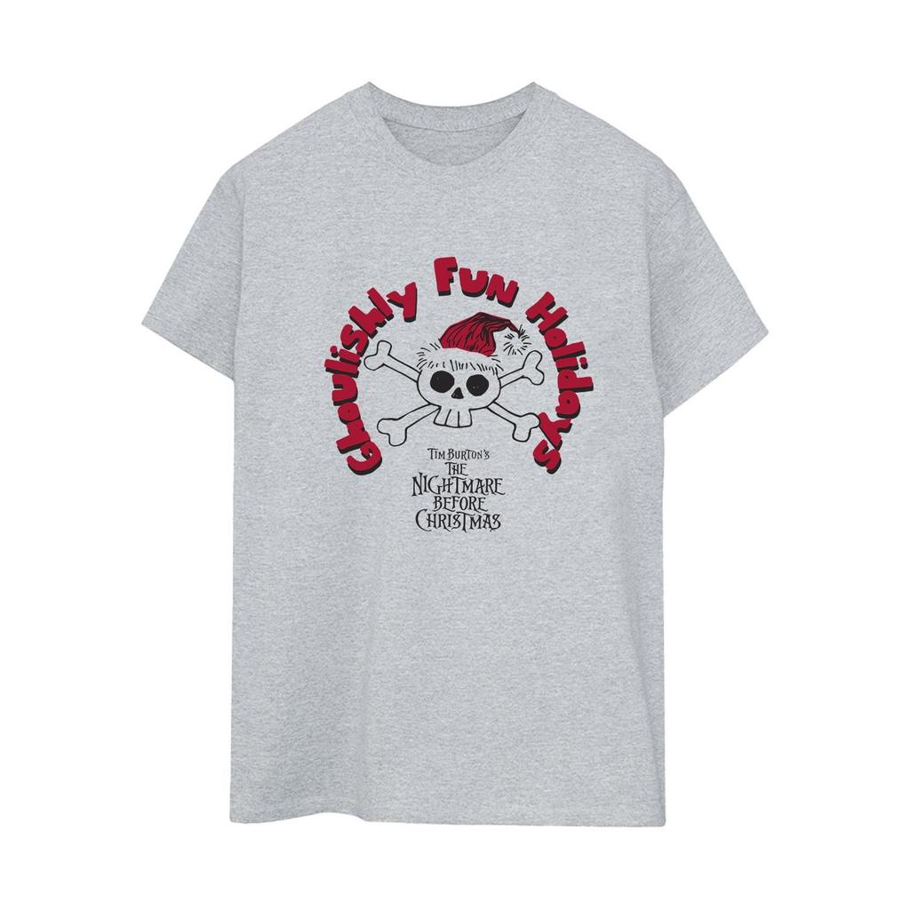 Disney Womens/Ladies The Nightmare Before Christmas Ghouishly Fun Holidays Cotton Boyfriend T-Shirt