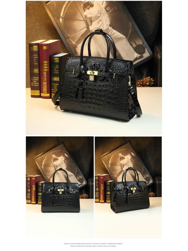 Europäische & Amerikanische Krokodilmuster Platin Handtasche: Groß, Hartleder, Stilvoll für Frauen