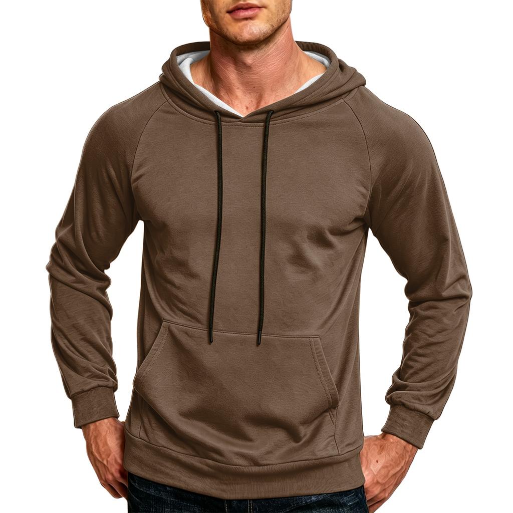 Men's Color Loose Fit Casual Hoodie with Pocket and Drawstring