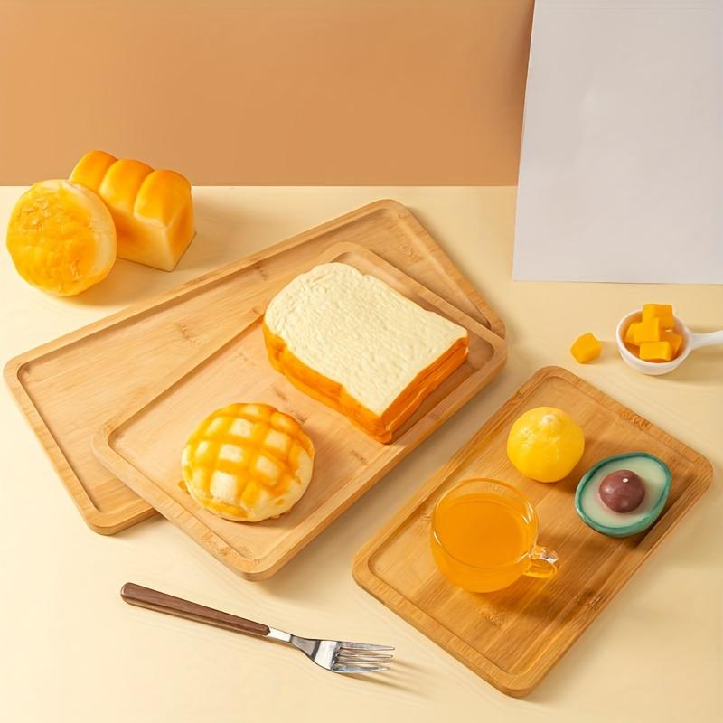 1 Pc Wooden Tray Simple Square Large Bread Tray, Thickened Restaurant Tea House Tray Cafe Drink Tray for Home Kitchen