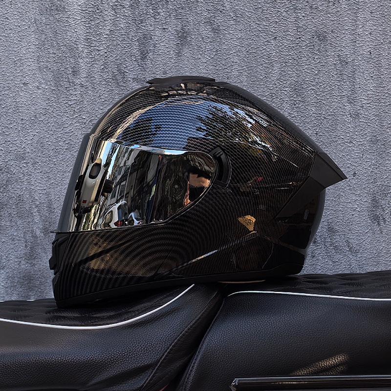 Imitation Street Car Helmet Men's Motorcycle 3C Electric Vehicle Full Helmet Autumn and Winter Knight Double Mirror Riding