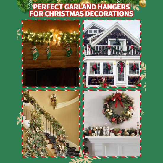 Weihnachtskranzaufhänger Kaminsims Girlandenhaken Selbstklebende Weihnachtsstrumpfaufhänger Wiederverwendbare Kranzhaken für Kamin Treppenhaus Geländer