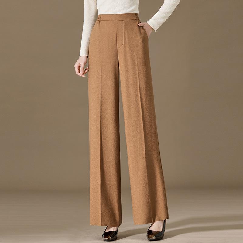

Women s 2024 Autumn Wool Drapey Slimming Wide-Leg Suit Pants - Casual Floor-Length Trousers S