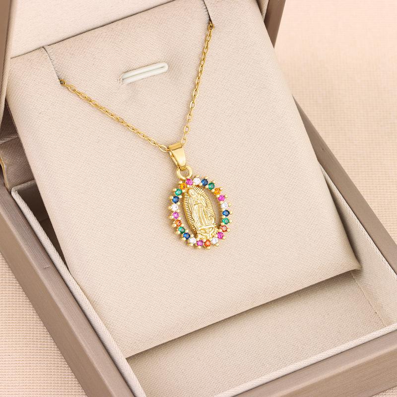 Bohemian Colored Diamond Goddess Titanium Steel Necklace - Women's Stainless Steel Clavicle Chain