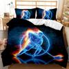 Ice Hockey Duvet Cover Set Twin Hockey Sport Player Bedding Set Winter Extreme Sport Game Polyester Comforter Cover Set King