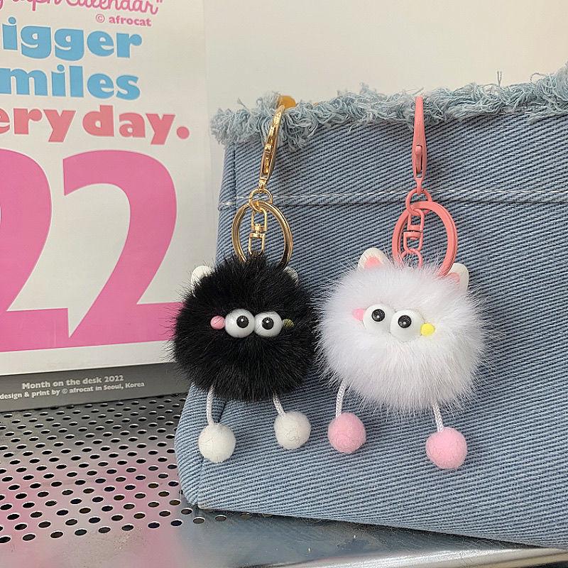 Adorabile Portachiavi Gatto in Pelliccia Sintetica di Vison: Ciondolo Palla Cartone Animato Peluche per Borsa e Auto
