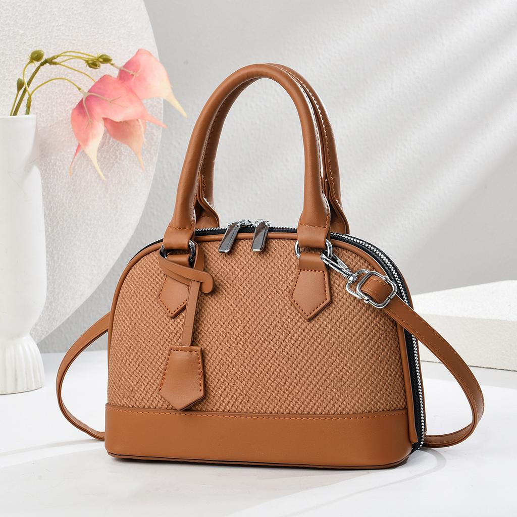 New High Appearance Level Patchwork Macaron Handbag Canvas Texture Simple Fashion Shoulder Bag All-match Women's Bag