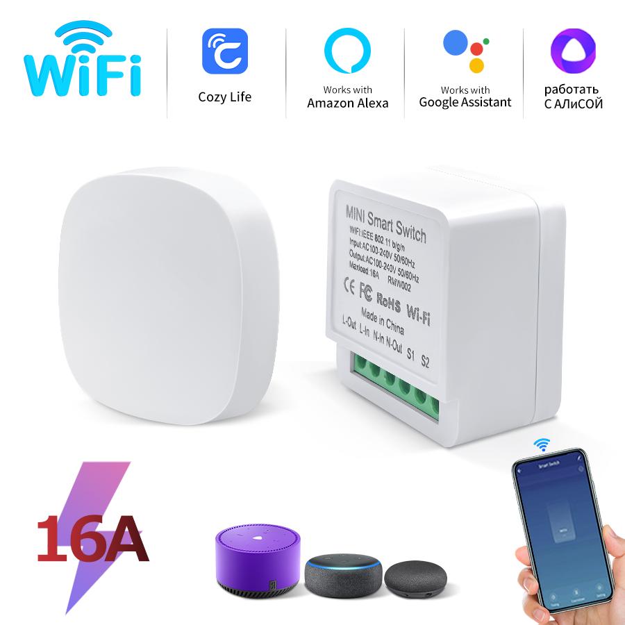 WiFi & RF 2.4G Smart Switch AC100-240V 16A Relay Breaker Cozylife App Remote Control with Alexa Google Home Yandex SmartThings