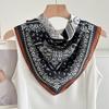 Printed 71 Small Square Scarf Women's Shirt Fashionable Black and White Style Double Spell Cashew Nut Flower Neck Protection Scarf New Small Scarf