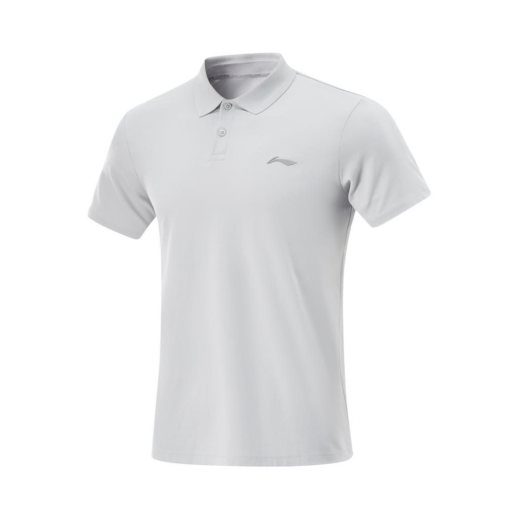 Li-Ning Comfortable Casual Minimalist Solid Color Versatile Short Sleeve Polo Shirt Men Tops Static-Gray APLV037-7