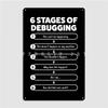 6 Stages Of Debugging Gift Metal Plaque Poster Plates Party Wall Pub Create Tin Sign Poster