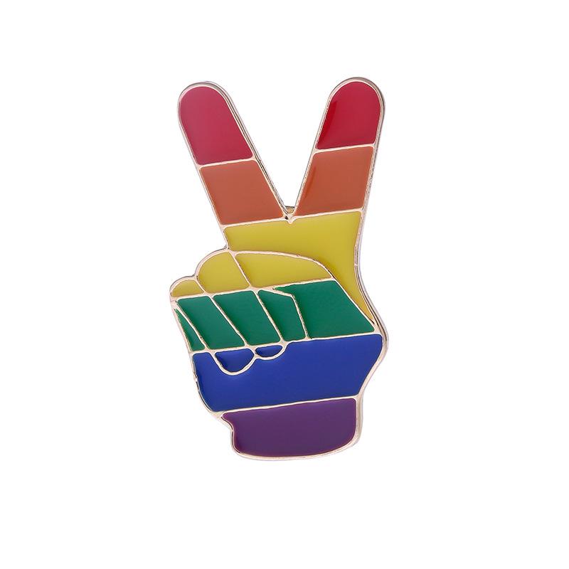 Creative Six-Color Rainbow Bridge Brooch - Peace Alloy Enamel Pin for Denim Bags