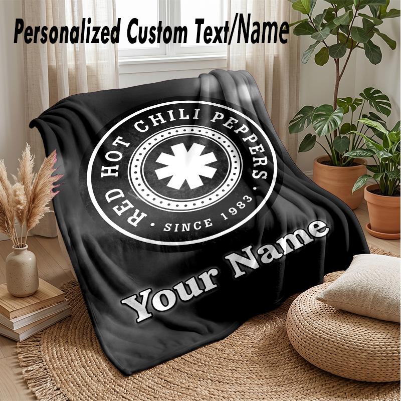 Red Hot Chili Peppers Custom Flannel Throw Blanket Print Your Name Text Soft Warm Blanket Holiday Present