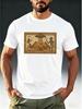 Men's Egyptian Mural UFO Print T-Shirt - Retro-Futuristic UFO & Ancient Egypt Design