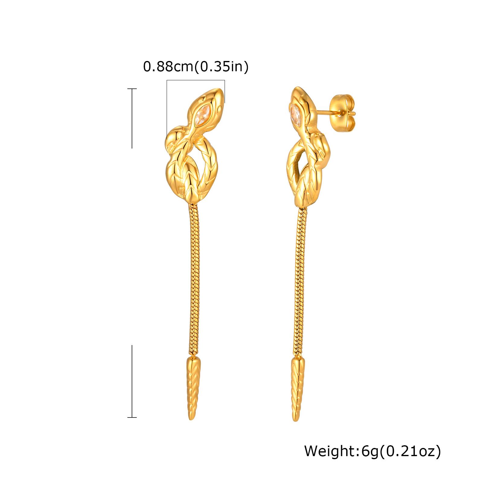 

18K Gold Plated Snake Long Tassel Drop Dangle Earrings for Women Stainless Steel Fashion Trendy Waterproof Piercing Jewelry Gift