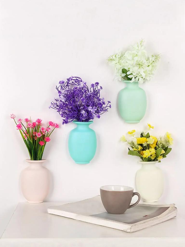1pc, Vase Wall Mount Self Adhesive Flower Pot Hanging Decorative Reusable Wall-Mounted Flower Vase Home Decor