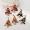 Dripping Oil Christmas Tree Earrings Rhinestone New Year Dangle Earrings  Accessories