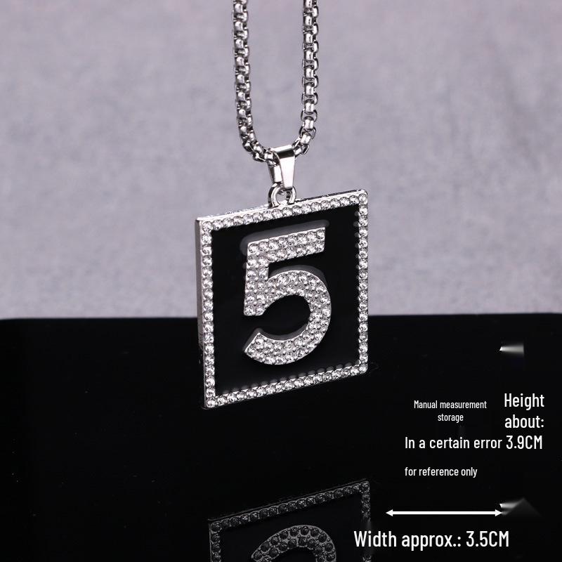 Trendy Cross-Border Rhinestone Pendant Necklace: Unisex Hip-Hop Style Stainless Steel Chain.