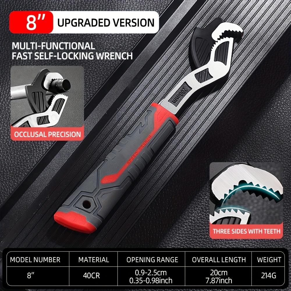 Multi-Purpose Self-Locking Wrench, Adjustable Pipe Wrench, 6 8 10 12 Inch Self-Locking Adjustable Wrench, Non-Slip Grip, Made of Chrome Vanadium Steel