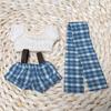 1 set Uniform Doll Clothes Outfit Plaid Overall Doll Dress Up Set  10cm Cotton Doll