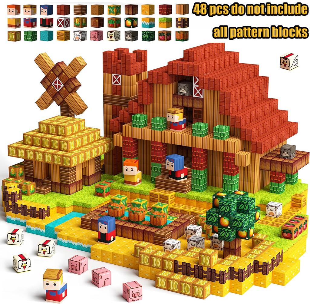 Magnetic Building Blocks Mine World Magnetic Construction Brick Cube Stem Education Sensory Toy Set Gift For Boy Girl Children