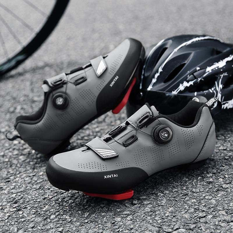 Outdoor Cycling Shoes Breathable Bicycle Shoes Men'S And Women'S Rotating Buckle Mountain Lock Highway Lock Unlocked Leather Surface