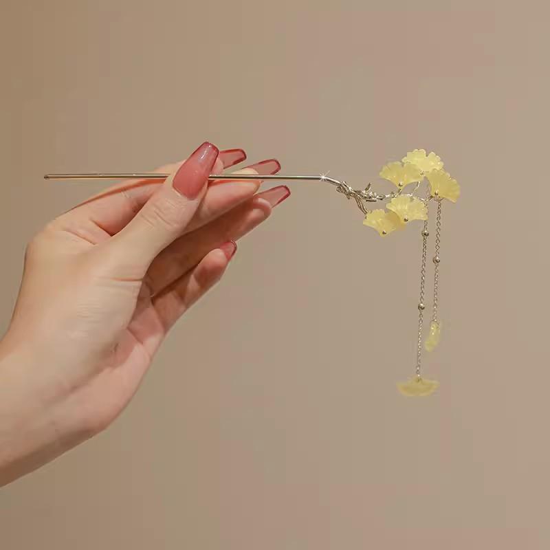 Vintage Style Chinois Hanfu Bâton à Cheveux Femmes Métal Émail Fourchette à Cheveux Baguettes à Cheveux Épingle à Cheveux Bijoux Femme Pince à Cheveux Accessoires