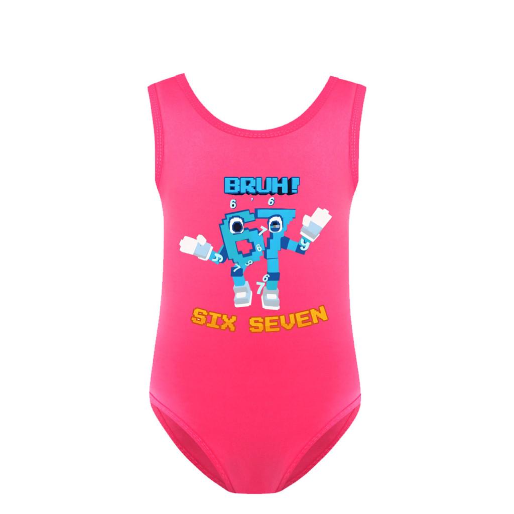 

5223 Kids Girls Steal a Brainrot 67 Six Seven Print Ruffle Swimsuit Swimming One-piece Bodysuit Swimwear 160cm