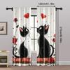 Set Of 2 Upscale Curtains Story Love Cat Fabric Without Rod Stuff Clearance Living Room Bedroom Curtain Polyester Machine Washable Perfect For