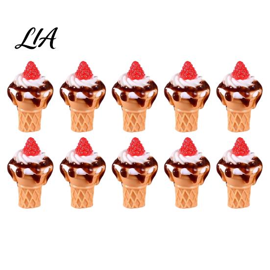 Doll Mansion Food Accessories 10Pcs Mini Ice Creams, Tiny 3D Strawberry Jam Resin Dessert Pretend Play Toys Miniatures for Mansion, DIY