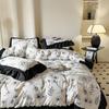Black Lace Princess Wind French Washed Cotton Four-piece Quilt Cover Quilt Cover Sheet