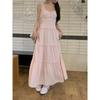 2026 Summer Pink Suspender Skirt Women's Spring Summer Seaside White Dress Sweet Cake Long Dress Waist Skirt