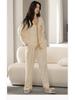 2025 Women's 100% Pure Cotton Pajamas: Long Sleeve Plus Size, Solid Color, Wearable Outside - Perfect for Autumn and Spring.