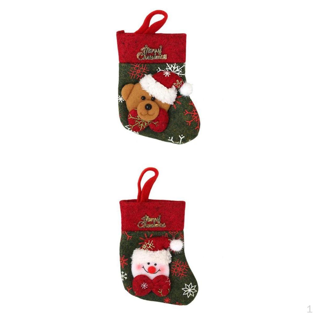 2pcs Non-woven Cloth Christmas Stockings Decor Supplies Gift Bags